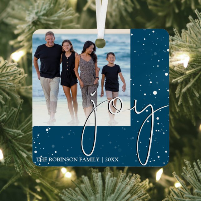 Modern Minimal Joy | Photo Christmas Holiday Metal Tree Decoration (Insitu)