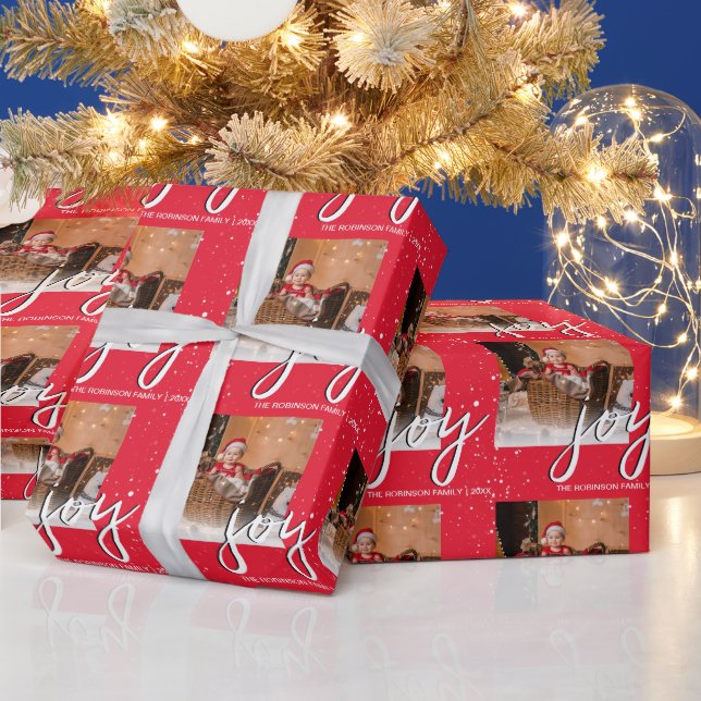 Modern Minimal Joy | Photo Christmas Holiday Wrapping Paper (Holidays)