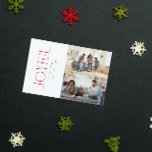 Modern Minimal Joyful Red Family 2 Photo Christmas Holiday Card<br><div class="desc">Welcome the holidays this year with a Modern Minimal Joyful Red Family 2 Photo Christmas Holiday Card that captures those perfect moments of joy with a close-knit family. This chic red and white card, with trendy candy cane stripes, is the perfect embodiment of the modern, minimalist style we crave. Clean...</div>