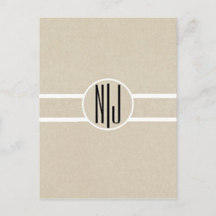 Modern Minimal Kraft Rustic Monogram Save the Date Announcement Postcard