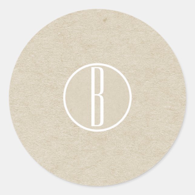 Modern Minimal Kraft Rustic Monogram Wedding Favou Classic Round Sticker (Front)