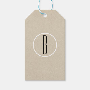 Modern Minimal Kraft Rustic Monogram Wedding Favou Gift Tags