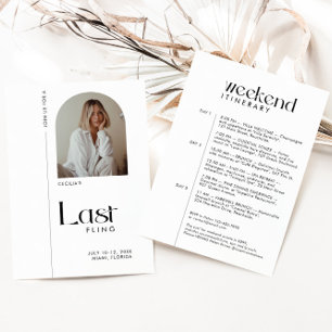 Modern Minimal "Last Fling" Bachelorette Photo Invitation