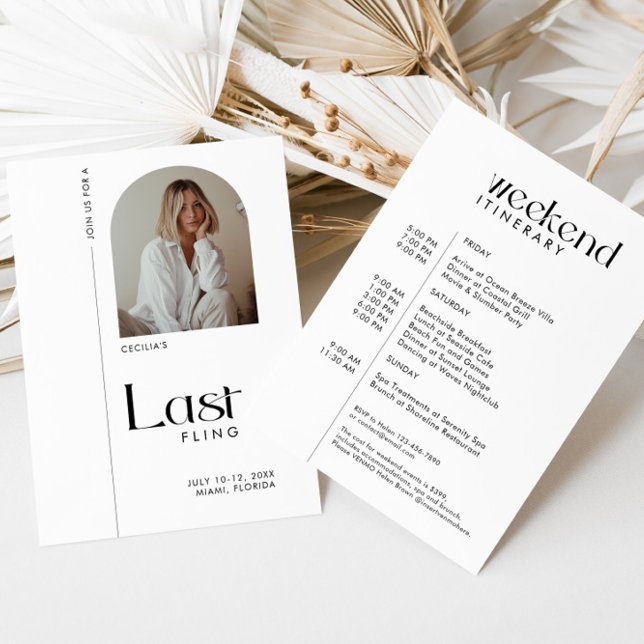 Modern Minimal "Last Fling" Bachelorette Photo Invitation (Creator Uploaded)