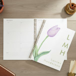 Modern Minimal Lavender Watercolor Tulip Monogram Planner<br><div class="desc">Introducing our modern and elegant planner, where simplicity and the beauty of a single stem pale lavender purple watercolor tulip take centre stage. Against a pristine background, this design captures the essence of pure and understated elegance. Add a name and initials for a personal touch. Created by Simply Farmhouse Press....</div>