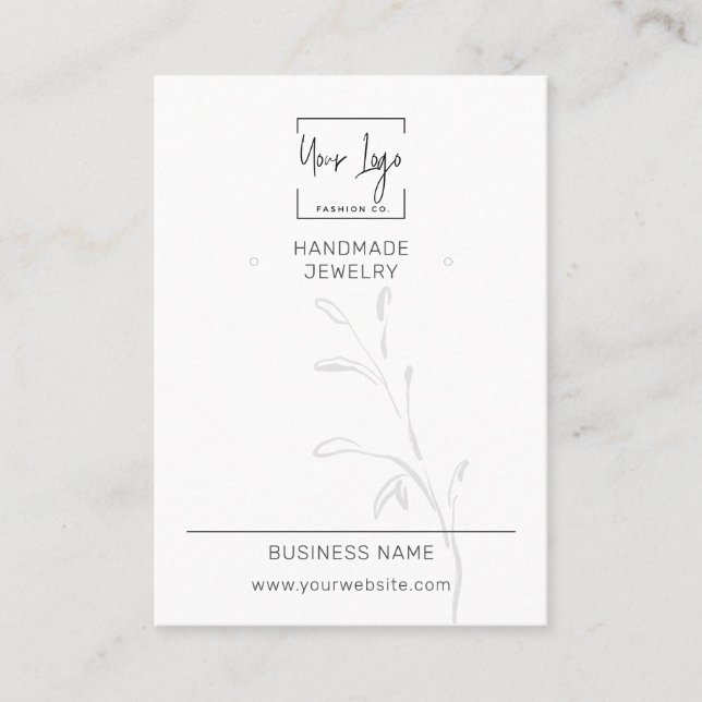 Modern Minimal Leaf Social QR Jewellery Display Ca Calling Card (Front)