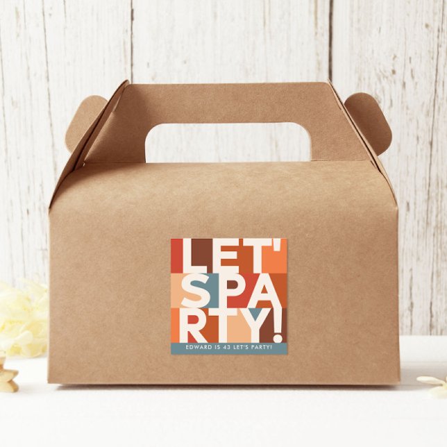 Modern minimal lets party bold graphic  square sticker (Creator Uploaded)