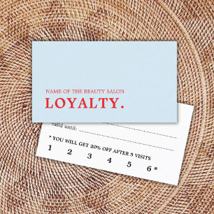 Modern Minimal Light Blue Red Beauty  Loyalty Card