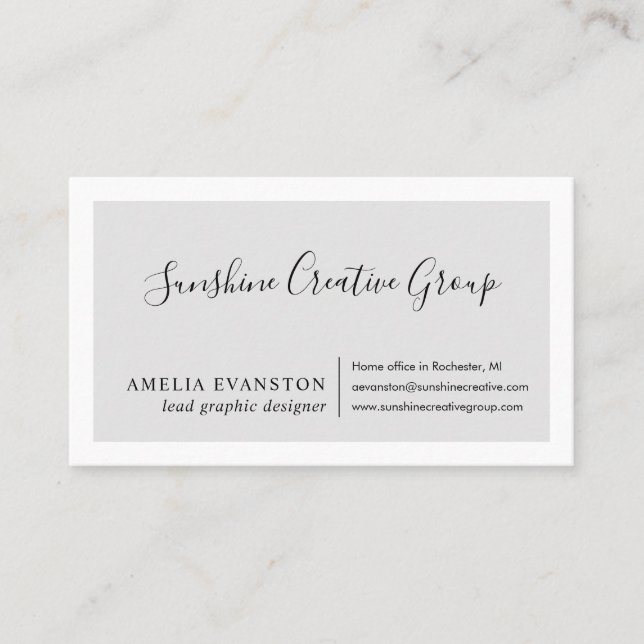 Modern Minimal Light Grey Business Card (Front)