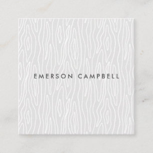 Modern minimal light grey wood grain texture square business card