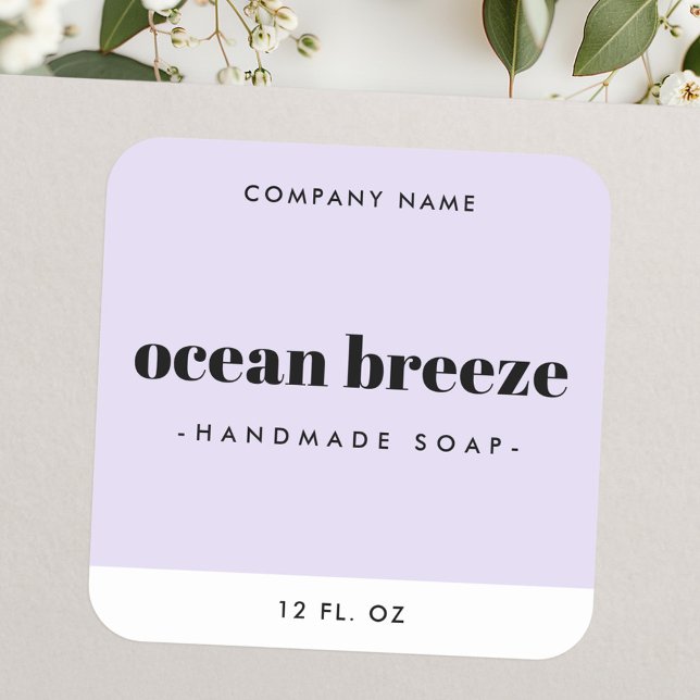 Modern minimal light purple square product label (Modern minimal light purple square product label)
