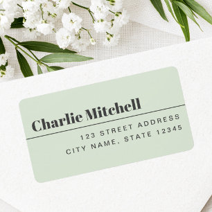 Modern minimal light sage green return address label