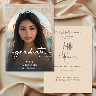 Modern Minimal Linen Graduation Announcement
