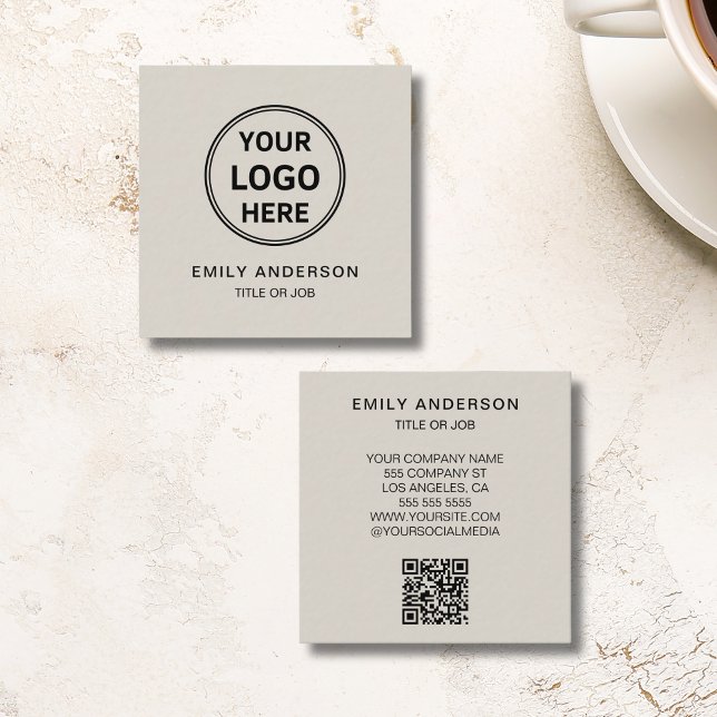 Modern Minimal Logo QR Square Business Card (Modern Minimal Logo QR Square Business Card)