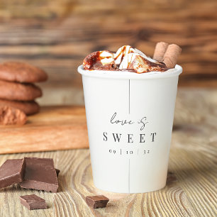 Modern Minimal "Love is Sweet" Wedding Hot Cocoa Paper Cups