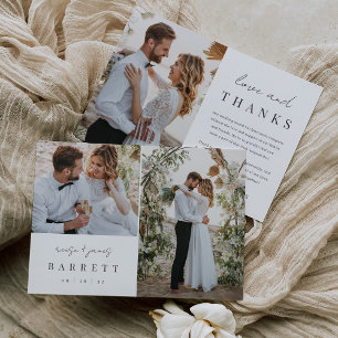 Modern Minimal "Love & Thanks" Photo Wedding Thank You Card
