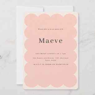 Modern minimal lpink retro wavy edge invitation