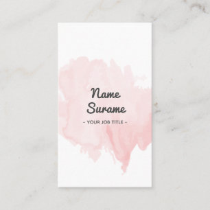 Modern Minimal Lt Pink Blush Watercolor Vertical Business Card
