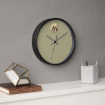 Modern Minimal Luxury Gold Monogram Clock<br><div class="desc">Modern Minimalist Brushed Metallic Gold Stylish Typography Sage Green Background Black Frame Home Office Kitchen Living Room Bathroom Clock</div>