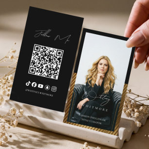 Modern Minimal Luxury Social Influencer QR Code Business Card