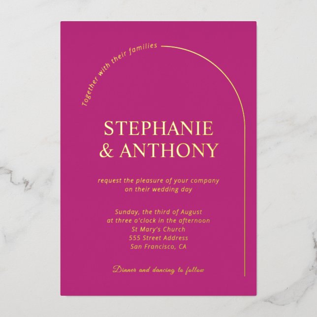 Modern Minimal Magenta with Arch Wedding    (Front)
