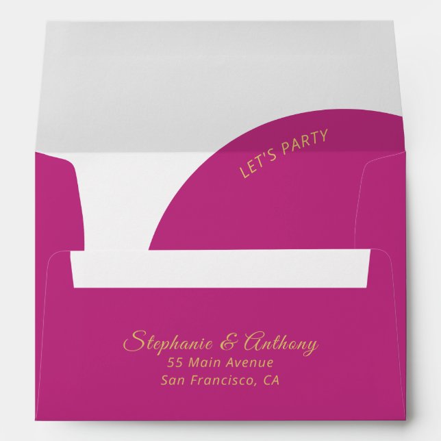 Modern Minimal Magenta with Arch Wedding     Envelope (Back (Bottom))