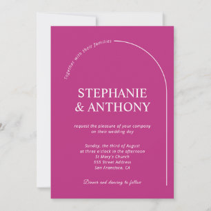 Modern Minimal Magenta with Arch Wedding    Invitation