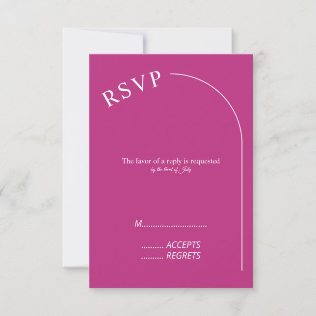 Modern Minimal Magenta with Arch Wedding    RSVP Card (Front)
