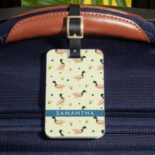 Modern Minimal Mallard Duck Pattern Luggage Tag