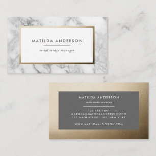Modern minimal marble and gold geometric business card