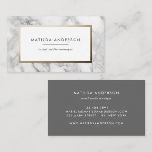 Modern minimal marble and gold geometric business card