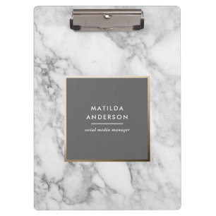 Modern minimal marble and gold geometric clipboard