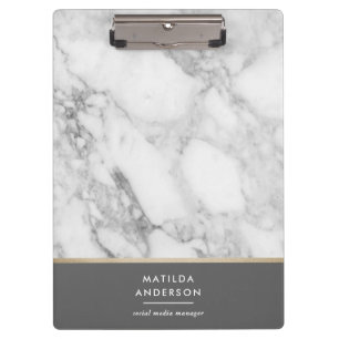 Modern minimal marble and gold geometric clipboard
