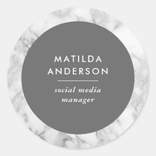 Modern minimal marble and grey geometric classic round sticker