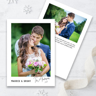 Modern Minimal Married & Bright Newlywed Holiday Card