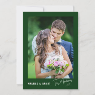 Modern Minimal Married & Bright Newlywed Holiday Card