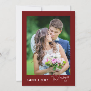 Modern Minimal Married & Merry Newlywed Holiday Card