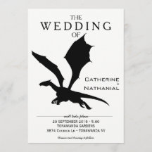 Modern Minimal Mediaeval Dragon Wedding Invitation