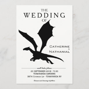 Modern Minimal Mediaeval Dragon Wedding Invitation