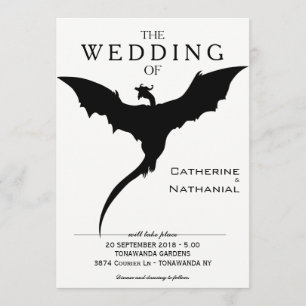 Modern Minimal Mediaeval Dragon Wedding Invitation