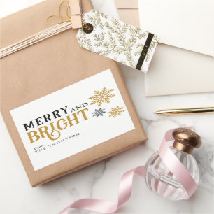 Modern minimal Merry and bright Christmas Rectangular Sticker