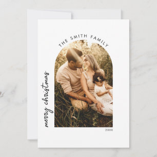 Modern Minimal Merry Christmas Arch Photo Holiday Card