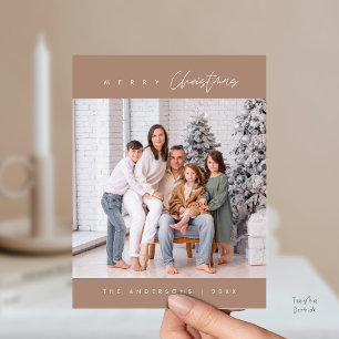 Modern Minimal, Merry Christmas Family Photo Postcard
