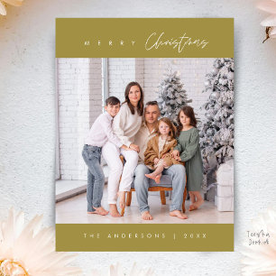 Modern Minimal, Merry Christmas Family Photo Postcard