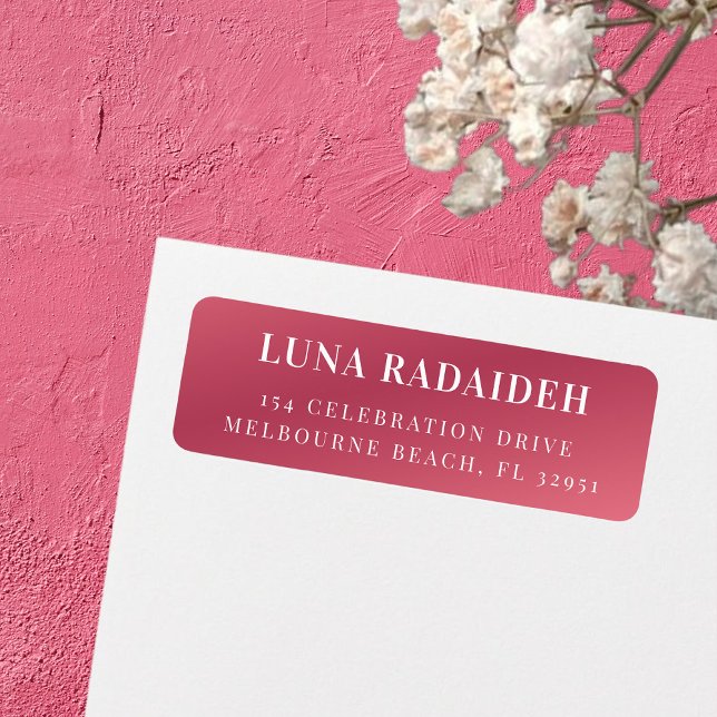 Modern minimal metallic pink return address  (Bold and bright pink return address label! Fully customizable with your name and address.)