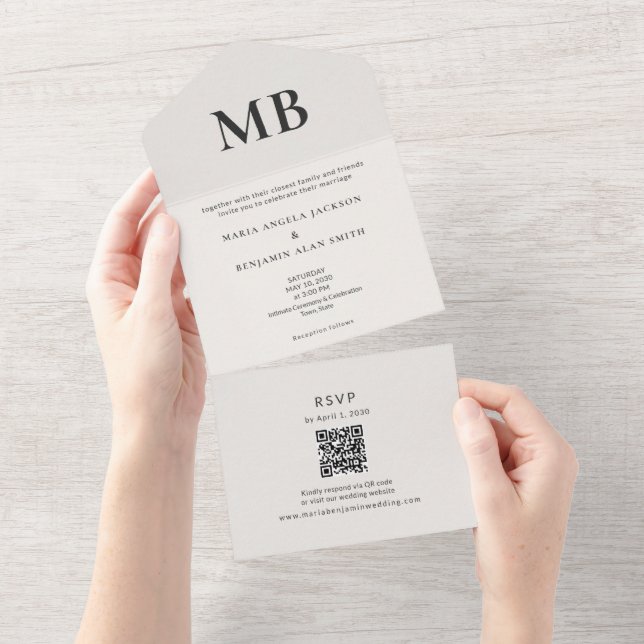 Modern Minimal Micro Wedding All-in-One Invite (Tearaway)