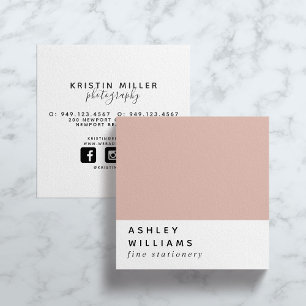 Modern Minimal Millennial Blush Pink Social Media Square Business Card