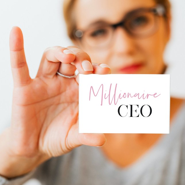 Modern Minimal Millionaire CEO | Pink And Black  Business Card (Creator Uploaded)