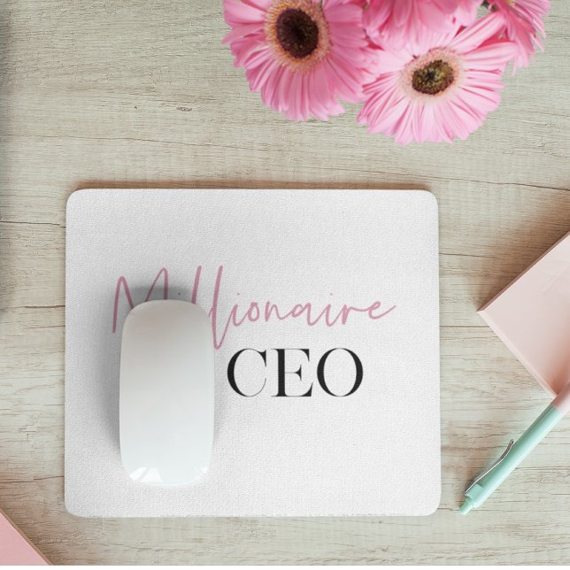 Modern Minimal Millionaire CEO | Pink And Black  Mouse Mat (Creator Uploaded)