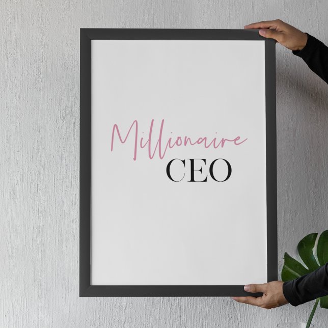 Modern Minimal Millionaire CEO | Pink And Black  Poster (Creator Uploaded)